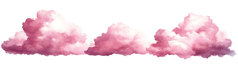 Fototapeta premium Watercolor Pink Clouds, Transparent Background, Design Elements, Perfect for Digital Art Projects, Isolated on White Background