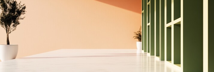 Obraz premium スタイリッシュな現代的なインテリアデザインの空間と植物