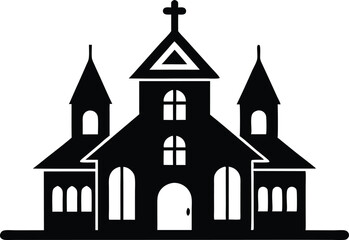 Church silhouette, Christian church house icon, Church building vector