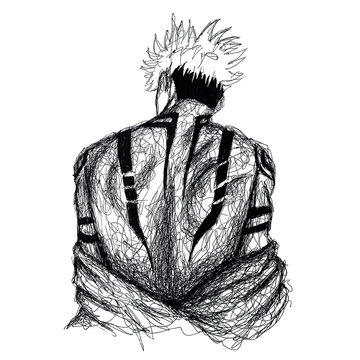 hand drawn scribble art jujutsu kaisen