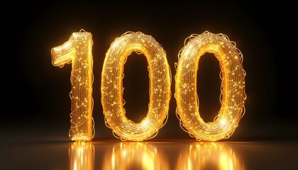 Glowing Golden Number 100 Celebration