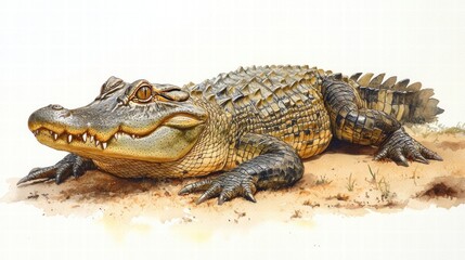 Obraz premium American Alligator in Sandy Habitat