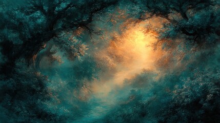 Fototapeta premium Enchanting Forest Path at Golden Hour