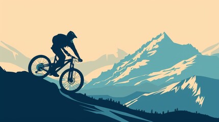 Obraz premium Mountain Biking Adventure in Scenic Landscape
