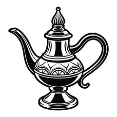traditional oil lamp detailed in line art