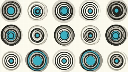 Abstract Circular Pattern in Teal, Black, and Gray