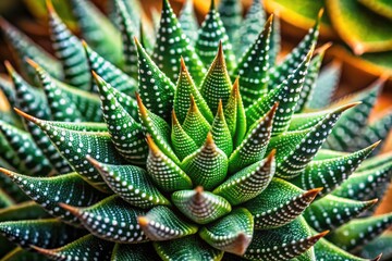 Obraz premium Haworthia Attenuata Succulent Plant Photography: Close-up Macro Images, Zebra Plant, Window Plant, Desert Plant, South Africa Native, Botanical Photography