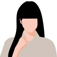Long-haired woman profile vector illustration 