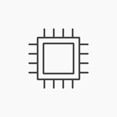 Chip thin outlined vector icon.