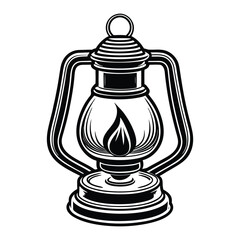 traditional oil lamp detailed in line art