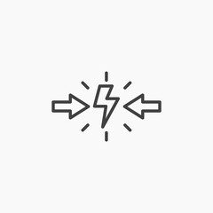 Conflict thin outlined vector icon.