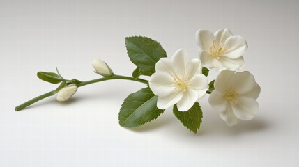 Obraz premium Delicate White Flowers and Buds on Branch