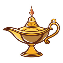 traditional oil lamp detailed in line art