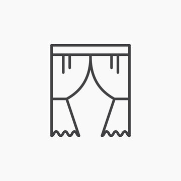 recommend clip art: Curtains thin outlined vector icon.