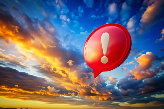 Panoramic Speech Bubble Exclamation Mark Photo, Wide Angle View, Dramatic Lighting, Colorful Background,  Amazing Speech Bubble Image