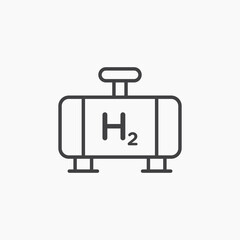 Hydrogen gas tank thin outlined vector icon.