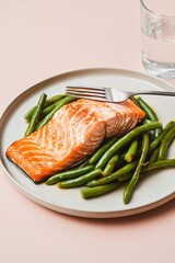 Delicious Baked Salmon with Green Beans Healthy Meal