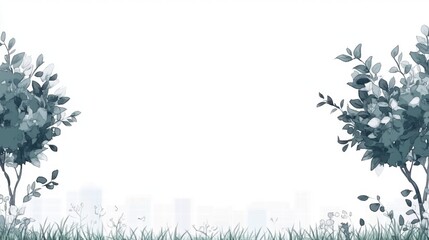 Serene Urban Oasis Abstract Greenery and Cityscape