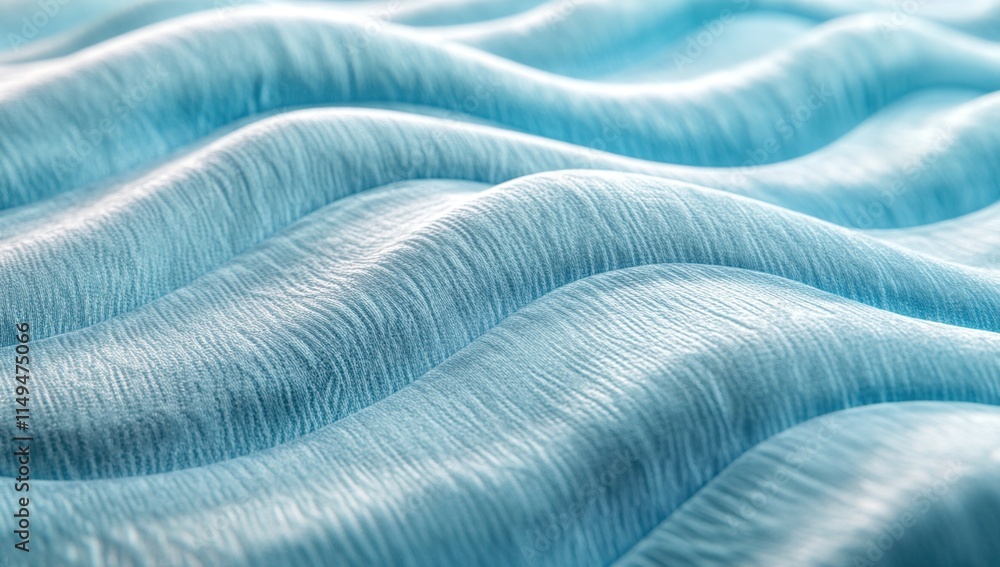 Poster fabric waves: textured blue material in undulating patterns, soft and smooth surface, abstract backg