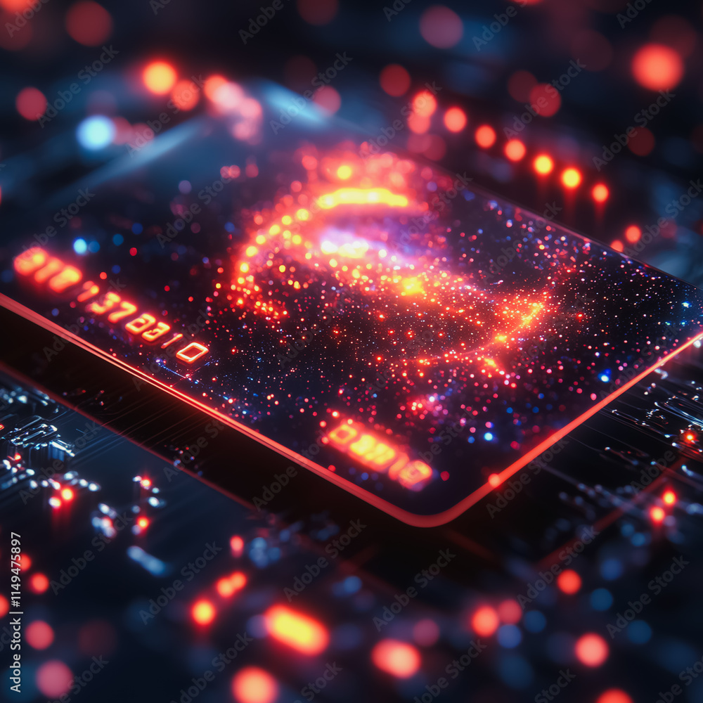 Poster a computer chip with a card on it that says 