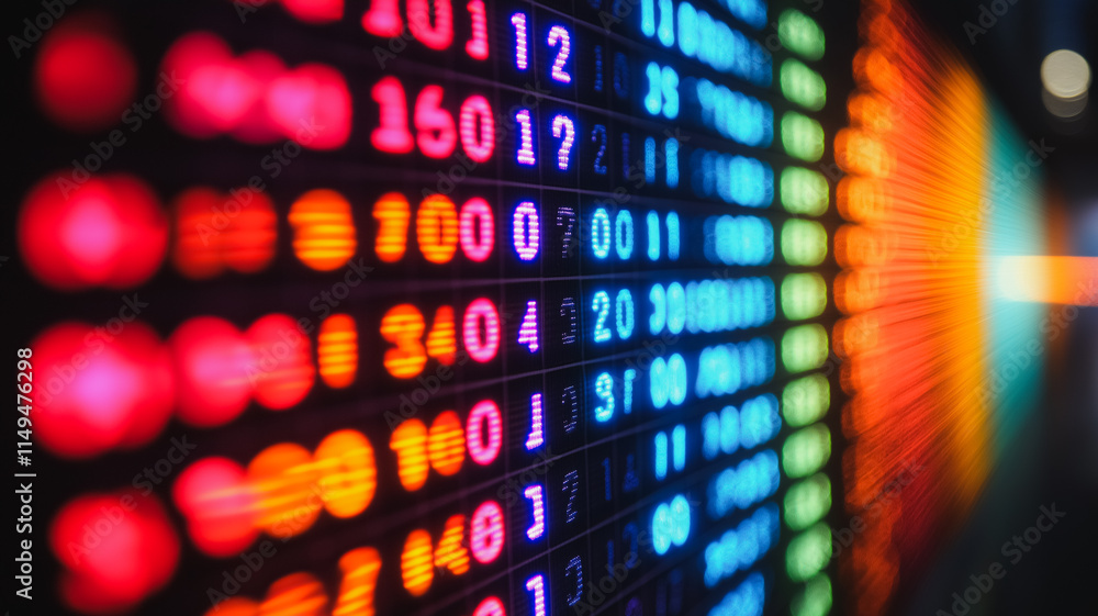 Poster a colorful display of numbers and letters on a screen