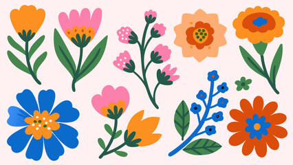 Abstract Jungle Leaves and Flower Patterns