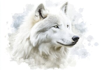 Obraz premium Majestic Arctic Wolf Watercolor Portrait