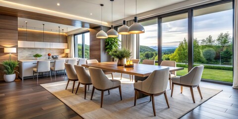 Fototapeta premium Modern Dining Room Design Ideas: Stylish & Minimalist Interior Inspiration