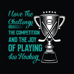 Ice hockey trophy T-shirt design vector Graphic. T-shirt Design vector, Trendy, apparel, Ice hockey, retro, Game.
