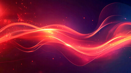 Obraz premium Vibrant red and orange abstract light waves on dark background
