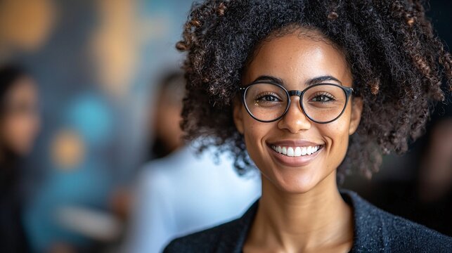 Female retiree evaluating pension fund options with a trusted advisor Stock Photo with side copy space