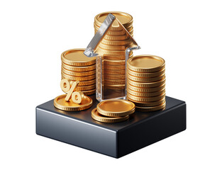 PNG growth money isolated on transparent 3d podium background with wealth financial business success finance graph stock profit investment chart.