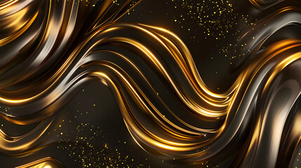 Golden Waves Abstract Background AI generated