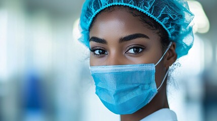 Woman preparing for outpatient surgery receiving detailed instructions from a nurse Stock Photo with side copy space