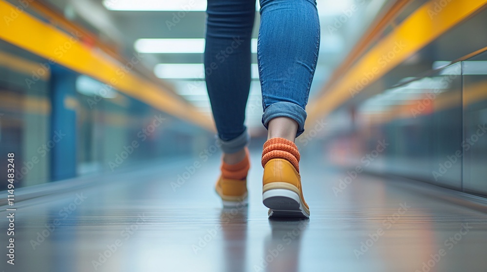 Poster female patient using a fitness tracker to monitor her recovery progress stock photo with side copy s