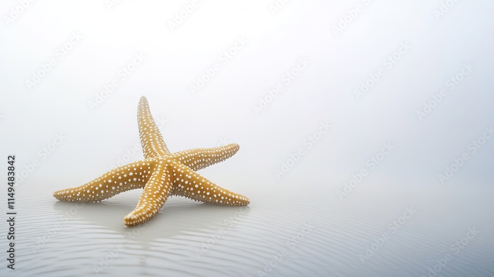 Poster lone starfish positioned in center of frame surrounded by clean empty space showcasing organic textu