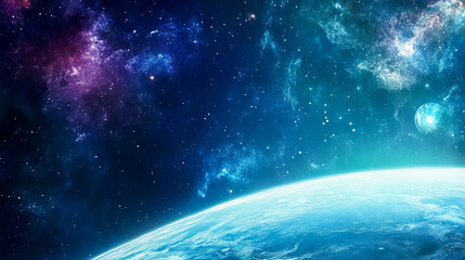 Fototapeta premium Awe-inspiring cosmic landscape with vibrant celestial clouds and distant stars