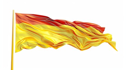 A waving flag of Andorra on a white background.