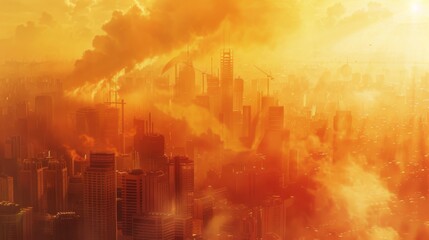 Obraz premium Urbanization Impact on Heat Island Effect