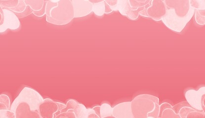 Gradient pink background with frame sweet hearts valentine's day
