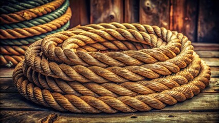 Vintage Manila Rope Coil Photography: Rustic Textures, Nautical Theme, Industrial Background