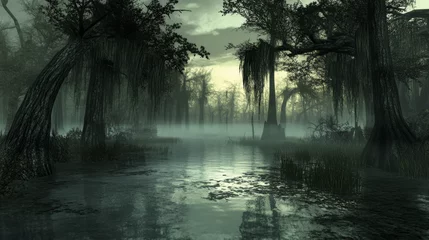 Fototapete Swamp Dawn, Moody, Atmospheric, Low-Lit, Artistic © Killian