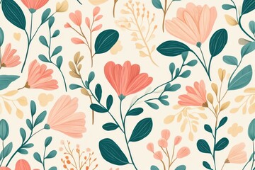 Delicate floral pattern illustrated with soft spring colors.