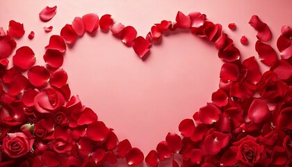 Obraz premium Romantic Red Rose Petals Heart Frame - Valentine's Day Illustration.