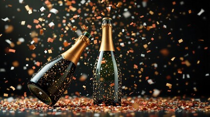 Fototapeta premium champagne bottle and glass