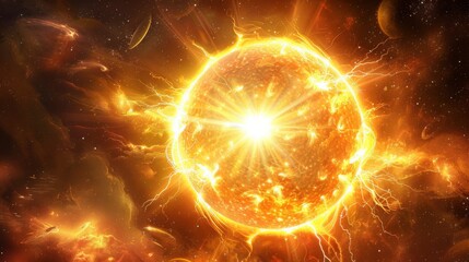 Obraz premium Brilliant Solar Flares Erupting from the Sun's Surface