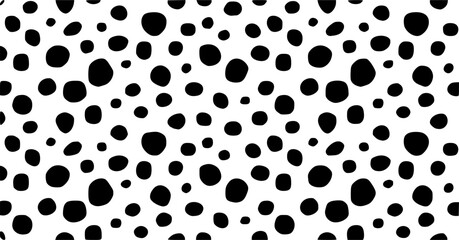 Black and white dalmatian print pattern vector. Abstract dalmatian dog spots background.