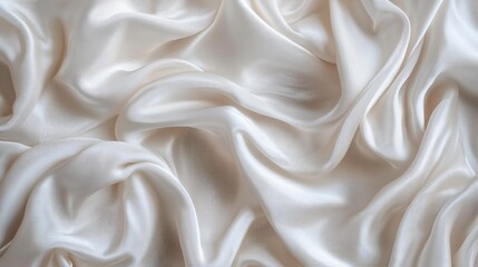 Obraz premium Elegant Draped Cream Silk Fabric Texture Background