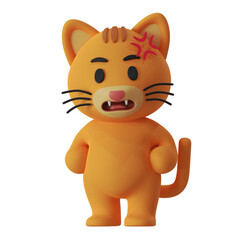 Cute Cat Mascot Angry 3d