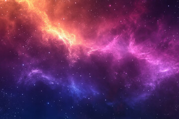 Naklejka premium Cosmic Nebula, Purple Pink Orange Galaxy, Background Texture
